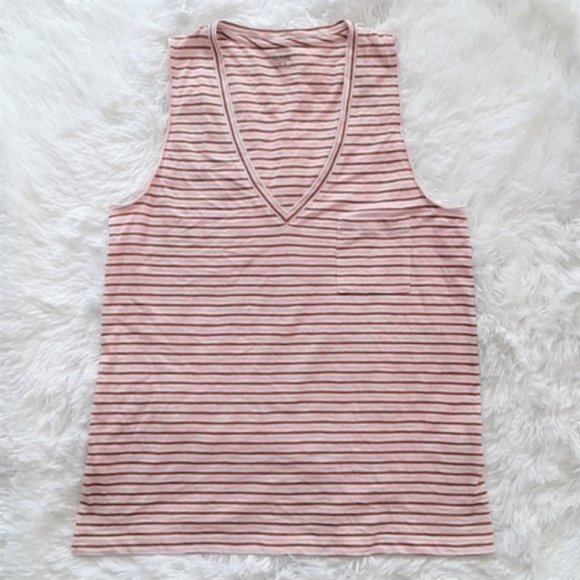 Madewell Tops - MADEWELL Whisper Stripe V Neck Tank Sz M, NWOT